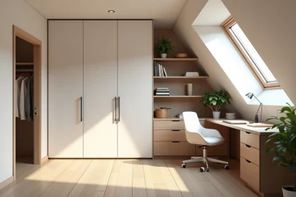 Rangement sur mesure dans une chambre sous pente aménagée