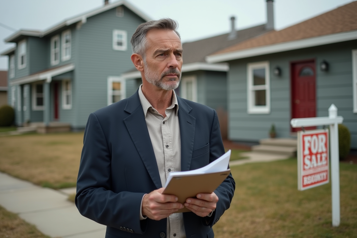 Agent immobilier en devanture d'une maison ancienne