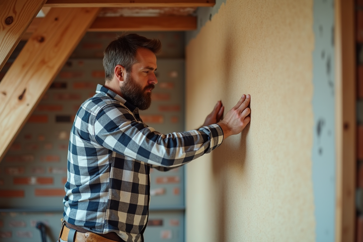 Artisan installant des panneaux d